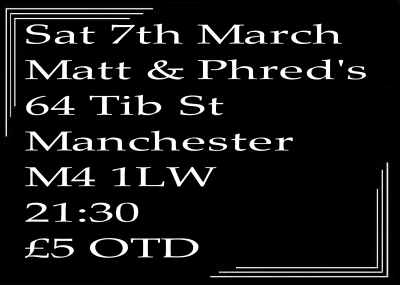 Speakeasy Bootleg Band At Matt & Phreds Sat 7th March 2020 at Matt and Phreds - event poster Speakeasy Bootleg Band At Matt & Phreds Sat 7th March 2020 at Matt and Phreds
