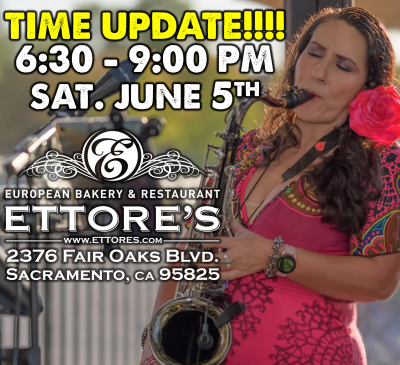 Ava Lemert, the Singing Saxstress at Ettore's at Music On The Patio at Ettore's European Bakery And Restaurant