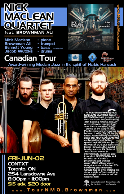 NICK MACLEAN QUARTET Feat. BROWNMAN ALI (Toronto) at Contxt