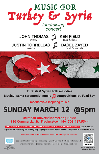 Music For Turkey & Syria Fundraising Concert at Unitarian-Universalist Meeting House Of Provincetown