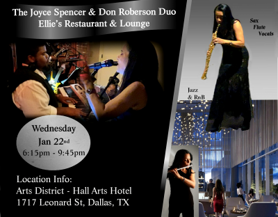 Joyce Spencer & Don Roberson Duo at Ellie's Restaurant And Lounge - event poster Joyce Spencer & Don Roberson Duo at Ellie's Restaurant And Lounge