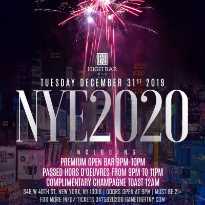 Highbar New Years Eve Nye 2020 at High Bar New York - event poster Highbar New Years Eve Nye 2020 at High Bar New York