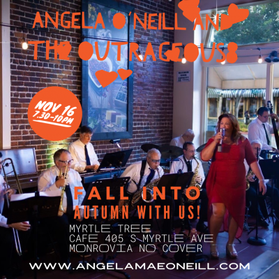 Angela O’Neill And The Outrageous8 at Myrtle Tree Cafe - event poster Angela O’Neill And The Outrageous8 at Myrtle Tree Cafe