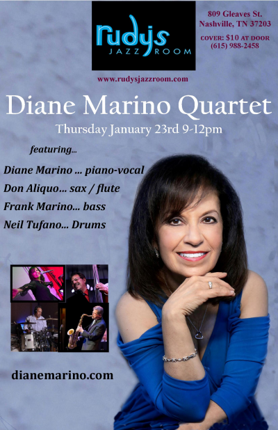 Diane Marino Quartet at Rudy's Jazz Room - event poster Diane Marino Quartet at Rudy's Jazz Room