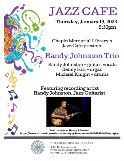 Jazz Cafe at Chapin Memorial Library - event poster Jazz Cafe at Chapin Memorial Library