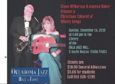 Andrea Baker And Steve Wilkerson Present A Christmas Cabaret Of Wintery Songs at Oklahoma Jazz Hall of Fame - event poster Andrea Baker And Steve Wilkerson Present A Christmas Cabaret Of Wintery Songs at Oklahoma Jazz Hall of Fame