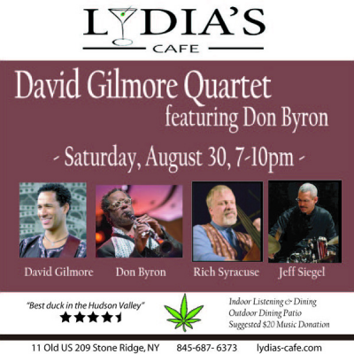 David Gilmore Quartet Feat. Don Byron at Lydia's Cafe - event poster David Gilmore Quartet Feat. Don Byron at Lydia's Cafe