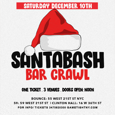 Nyc Santacon Pub Crawl 2022 Only $20 at Bounce - event poster Nyc Santacon Pub Crawl 2022 Only $20 at Bounce