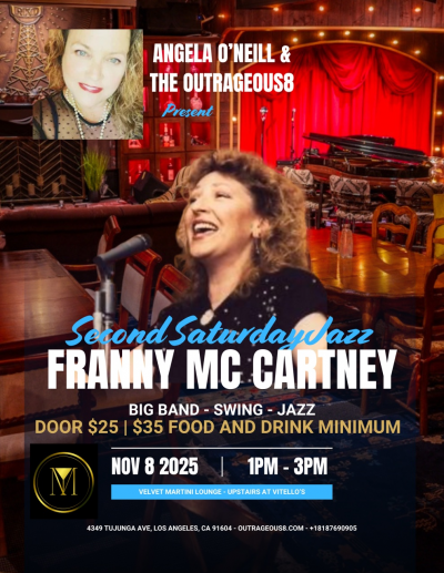 Outrageous Franny At Vitellos at The Velvet Martini Lounge Upstairs At Vitellos - event poster Outrageous Franny At Vitellos at The Velvet Martini Lounge Upstairs At Vitellos