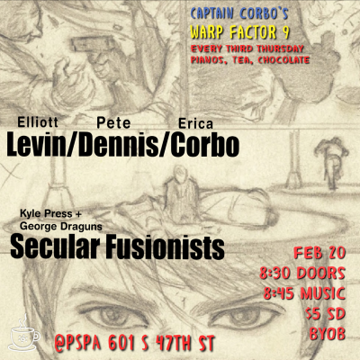 Warp Factor 9: Levin, Dennis, Corbo//secular Fusionists at The Philadelphia Suzuki Piano Academy