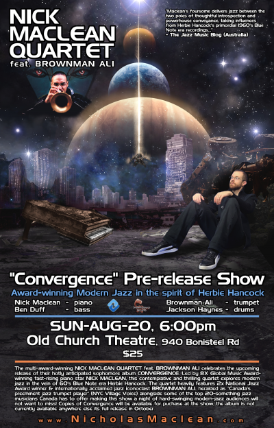 NICK MACLEAN QUARTET Feat. BROWNMAN ALI -- Album Pre-release Show (trenton) at Old Church Theatre