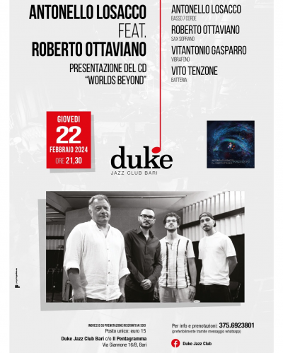 Antonello Losacco Trio Feat. Roberto Ottaviano at Duke Jazz Club - event poster Antonello Losacco Trio Feat. Roberto Ottaviano at Duke Jazz Club
