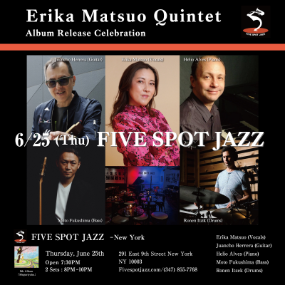 Erika Matsuo Quintet at Five Spot Jazz