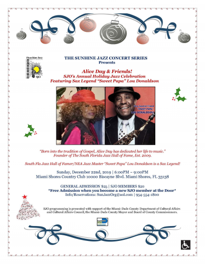 The Sunshine Jazz Holiday Concert With Alice Day & Friends! at Miami Shores Country Club