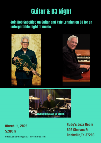 Bob Sabellico at Rudy's Jazz Room - event poster Bob Sabellico at Rudy's Jazz Room