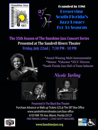Sunshine Jazz 35th Season Presents The Nicole Yarling Quartet! at The Sandrell Rivers Theater