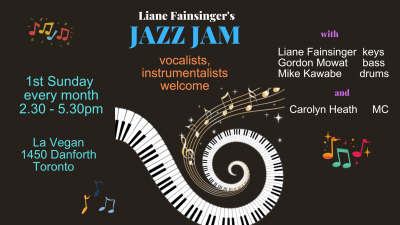 Jazz Jam With The Liane Fainsinger Trio at La Vegan Ethiopian & Eritrean Vegan Cuisine - event poster Jazz Jam With The Liane Fainsinger Trio at La Vegan Ethiopian & Eritrean Vegan Cuisine