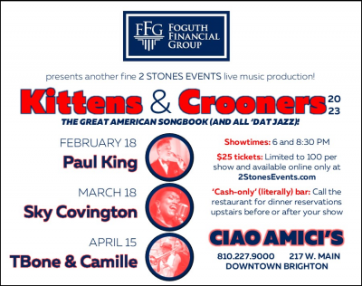 Kittens & Crooners Featuring Sky Covington at Ciao Amici's Restaurant