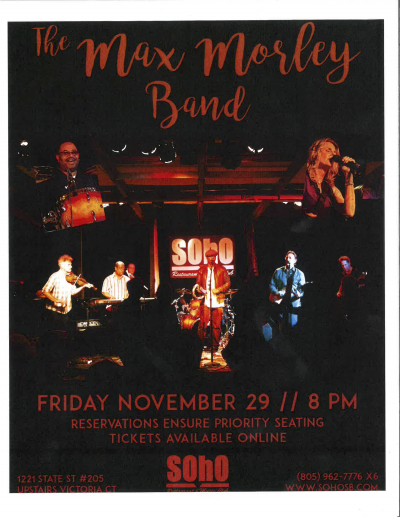 The Max Morley Band With Vel Lewis at SOhO Restaurant & Music Club