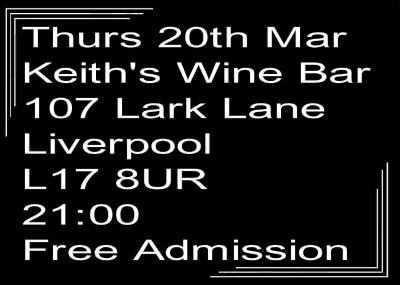 Speakeasy Bootleg Band At Keith's Wine Bar Thurs 20th Mar at Keith's Wine Bar - event poster Speakeasy Bootleg Band At Keith's Wine Bar Thurs 20th Mar at Keith's Wine Bar