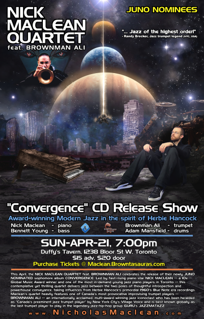 NICK MACLEAN QUARTET Feat. BROWNMAN ALI -- JUNO Nominated Jazz (toronto) at Duffy's Tavern