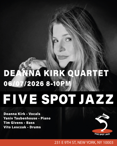 Deanna Kirk Quartet at Five Spot Jazz - event poster Deanna Kirk Quartet at Five Spot Jazz