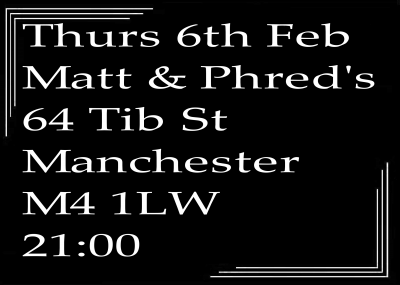 Speakeasy Bootleg Band At Matt & Phreds Thurs 6th Feb 2020 at Matt and Phreds - event poster Speakeasy Bootleg Band At Matt & Phreds Thurs 6th Feb 2020 at Matt and Phreds