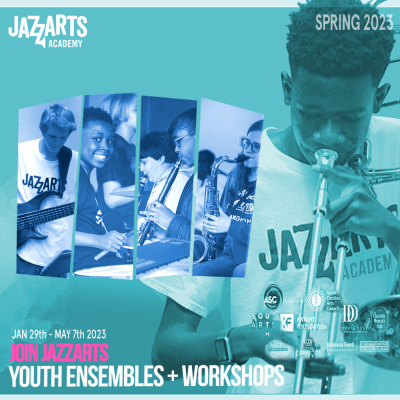 Jazzarts Academy Youth Ensemble & Workshops, Spring 2023 at Bryant Hall, Sloan Morgan Building CPCC Main Campus - event poster Jazzarts Academy Youth Ensemble & Workshops, Spring 2023 at Bryant Hall, Sloan Morgan Building CPCC Main Campus