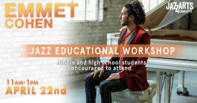 Emmet Cohen Free Jazz Youth Workshop at Booth Playhouse - event poster Emmet Cohen Free Jazz Youth Workshop at Booth Playhouse