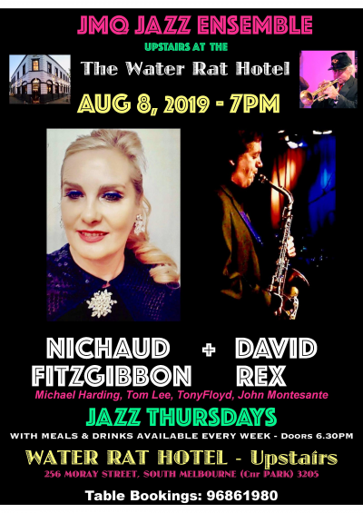 Nichaud Fitzgibbon & David Rex Features With JMQ Jazz Ensemble at The Water Rat Hotel - event poster Nichaud Fitzgibbon & David Rex Features With JMQ Jazz Ensemble at The Water Rat Hotel