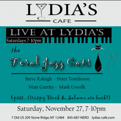 The Feral Jazz Cats at Live At Lydia's at Lydia's Cafe - event poster The Feral Jazz Cats at Live At Lydia's at Lydia's Cafe