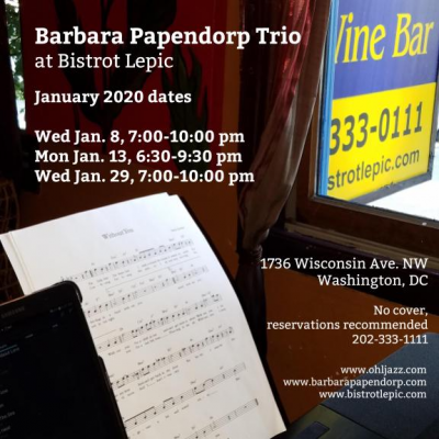 Barbara Papendorp Trio at Bistrot Lepic & Wine Bar