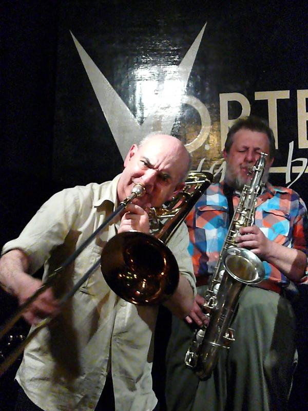 Alan Tomlinson and Paul Dunmall at the Vortex, London on 17 March 2011Copyright © 2011 John Sharpe