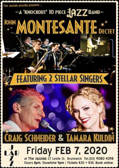 John Montesante Dectet feat. Tamara Kuldin + Craig Schneider at The Jazzlab