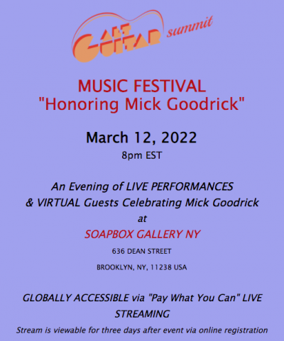 Alt Guitar Summit Music Festival 2022: Honoring Mick Goodrick at Alternative Guitar Summit at Soapbox Gallery