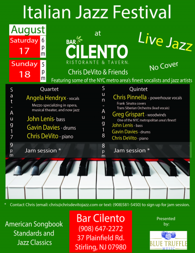 Chris Devito Quartet at Italian Jazz Festival at Bar Cilento - event poster Chris Devito Quartet at Italian Jazz Festival at Bar Cilento