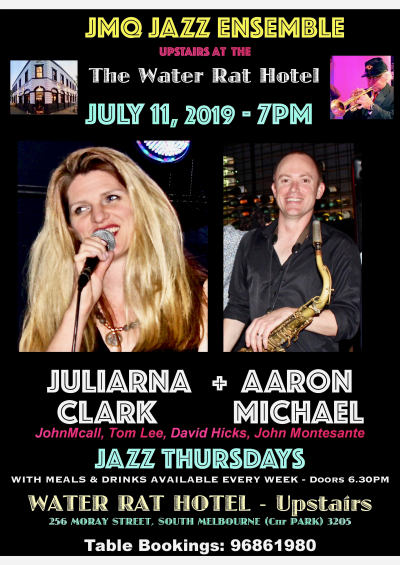 Juliarna Clark & Aaron Michael Feature With JMQ Jazz Ensemble at The Water Rat Hotel