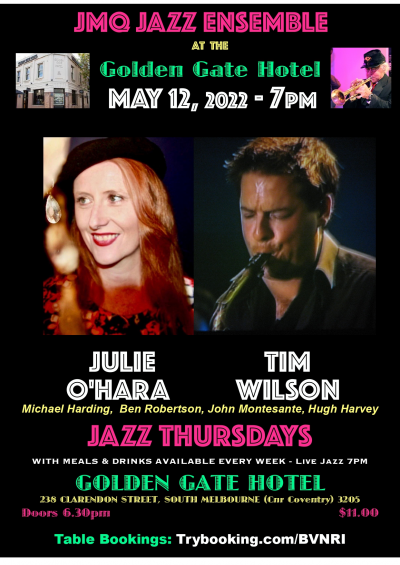 Julie O'Hara & Tim Wilson Feature With JMQ Jazz Ensemble at The Golden Gate Hotel - event poster Julie O'Hara & Tim Wilson Feature With JMQ Jazz Ensemble at The Golden Gate Hotel