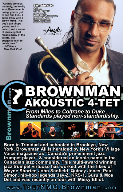 BROWNMAN AKOUSTIC 4-TET (brandon) at Chez Angela - event poster BROWNMAN AKOUSTIC 4-TET (brandon) at Chez Angela