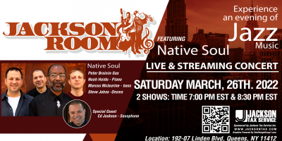 Native Soul Live & Streaming Concert- March 26, 2022 at Jackson Room