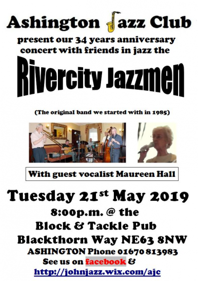 Rivercity Jazzmen at Ashington Jazz Club - event poster Rivercity Jazzmen at Ashington Jazz Club