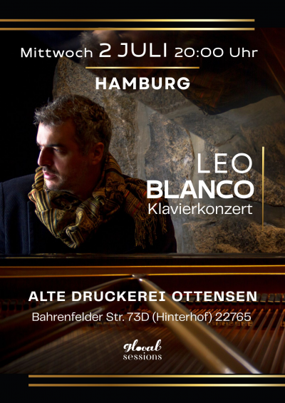 Leo Blanco Solo Piano Concert at Alte Druckerei Ottensen - event poster Leo Blanco Solo Piano Concert at Alte Druckerei Ottensen