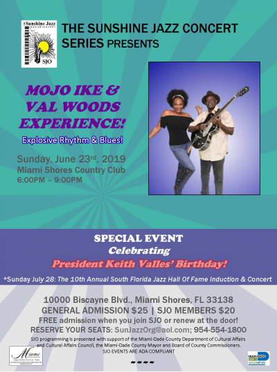 The Sunshine Jazz Concert Series Presents Ike And Val Woods Experience! at Miami Shores Country Club
