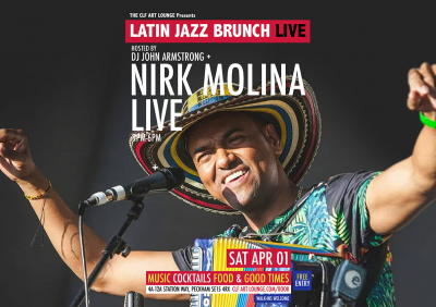 Latin Jazz Brunch Live With Nirk Molina (live) + Dj John Armstrong, Free Entry at The CLF Art Lounge And Roof Garden
