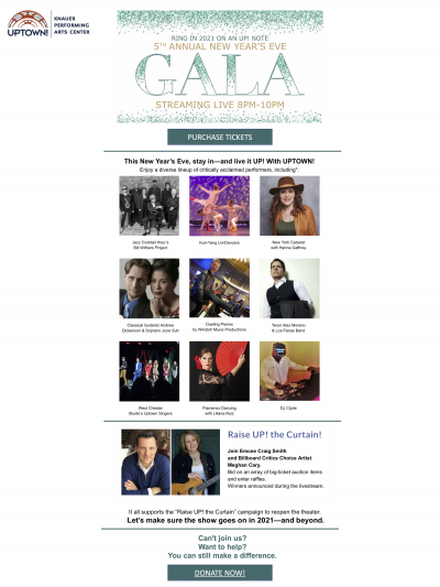 Uptown! Knauer Performing Arts Center Nye Livestream  at Uptown! Knauer Performing Arts Center