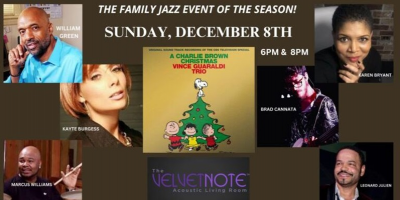 Sunday, December 8th: Our Twelfth Annual Celebration Of A Charlie Brown Christmas at The Velvet Note - event poster Sunday, December 8th: Our Twelfth Annual Celebration Of A Charlie Brown Christmas at The Velvet Note