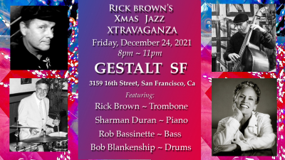 Rick Brown's Xmas Xtravaganza at Gestalt - event poster Rick Brown's Xmas Xtravaganza at Gestalt