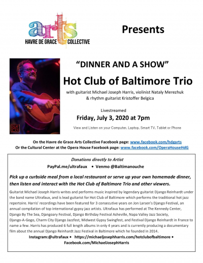 Dinner And A Show With The Hot Club Of Baltimore Trio at Cultural Center At The Opera House