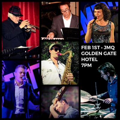 Jackie Bornstein + Jeremy Hopkins Feat. With JMQ Jazz Ensemble at The Golden Gate Hotel - event poster Jackie Bornstein + Jeremy Hopkins Feat. With JMQ Jazz Ensemble at The Golden Gate Hotel