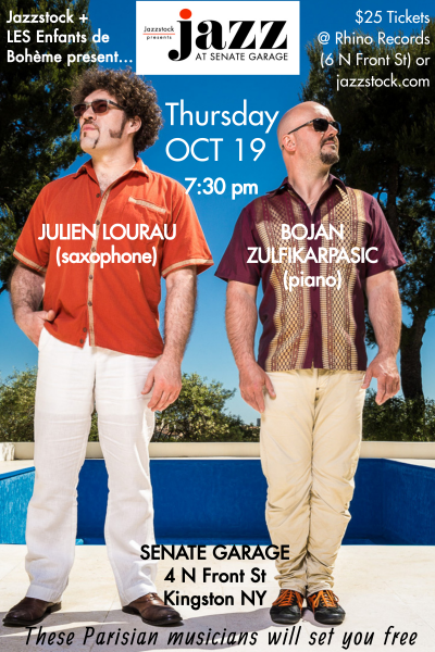 French Duo: Bojan Zulfikarpasic & Julien Lourau at Jazzstock at Senate Garage - event poster French Duo: Bojan Zulfikarpasic & Julien Lourau at Jazzstock at Senate Garage